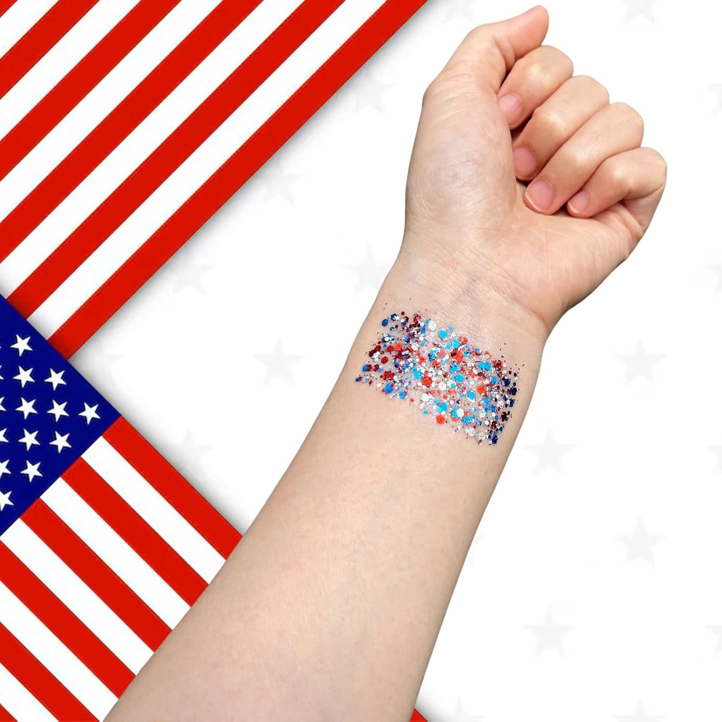 Patriotic Red Blue Silver & Blue Glitter Stick