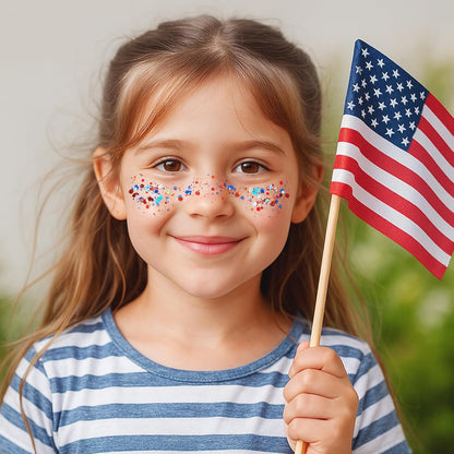 Patriotic Red Blue Silver & Blue Glitter Stick