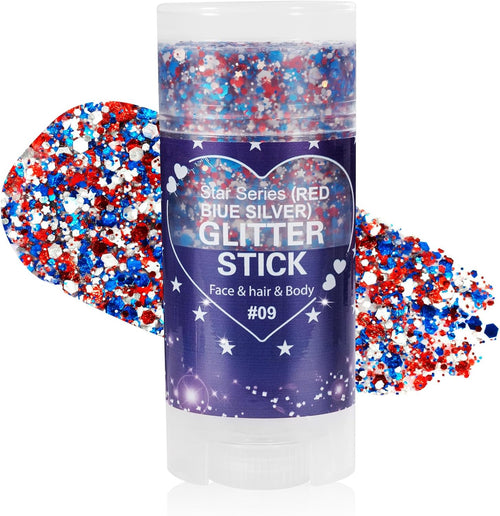 Patriotic Red Blue Silver & Blue Glitter Stick
